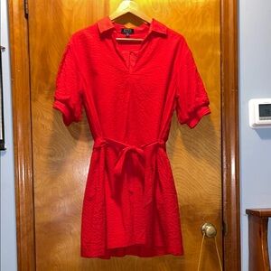 AYR Red Cotton Gauze Mini Dress